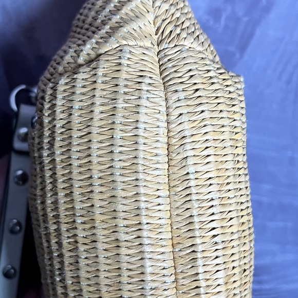 Coach Natalie Tea Rose Straw Kisslock Clutch Wristlet - Picture 11 of 13